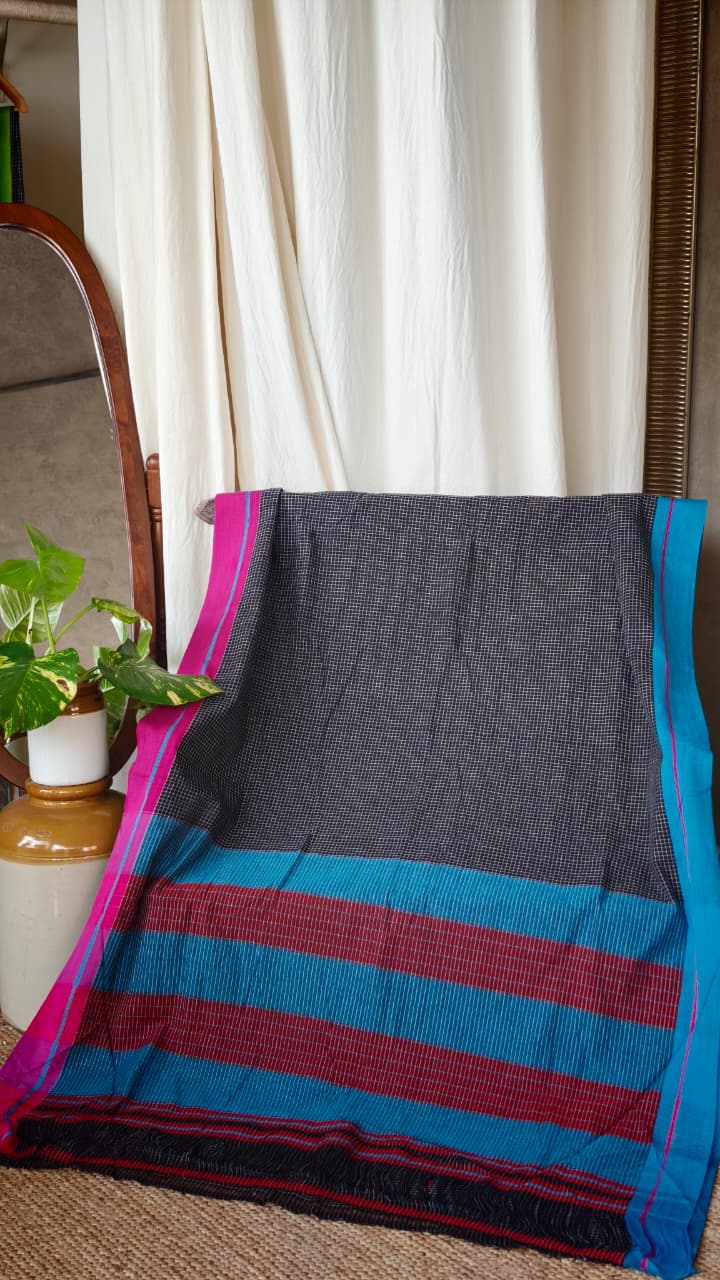 patteda anchu saree PINK BLUE