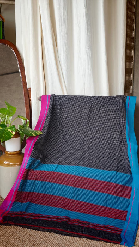 patteda anchu saree PINK BLUE