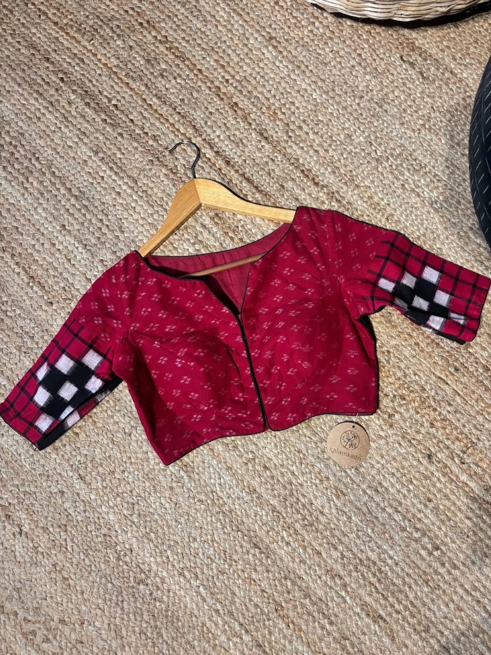 RED IKAT CHECK BLOUSE