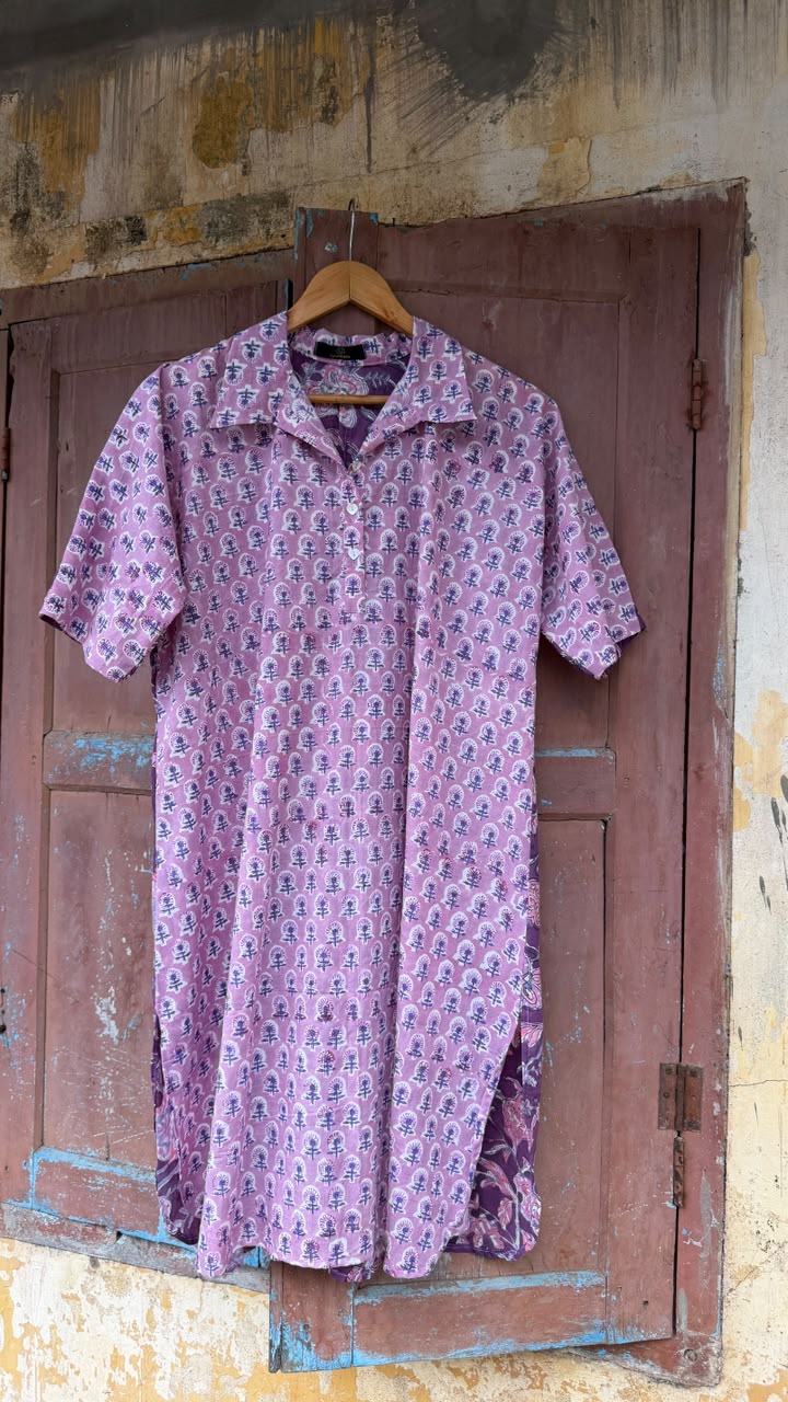 PRINTED COTTON SHIRT DRESS