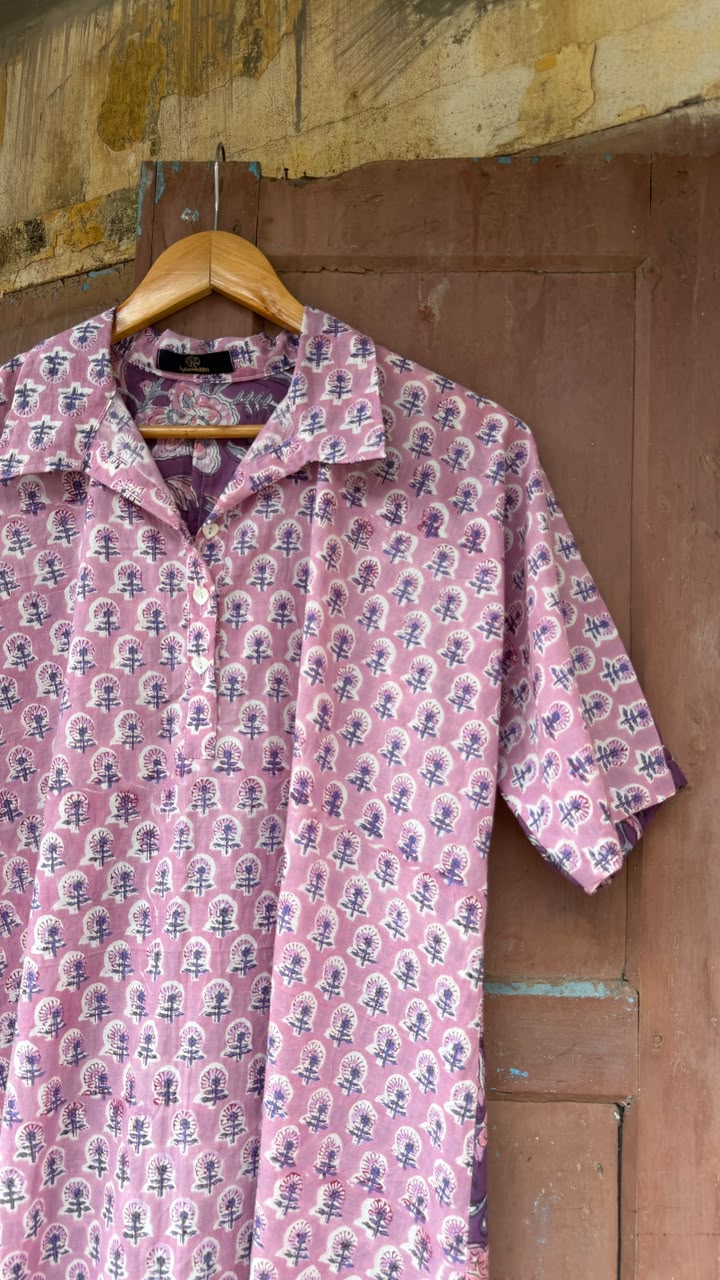 PRINTED COTTON SHIRT DRESS