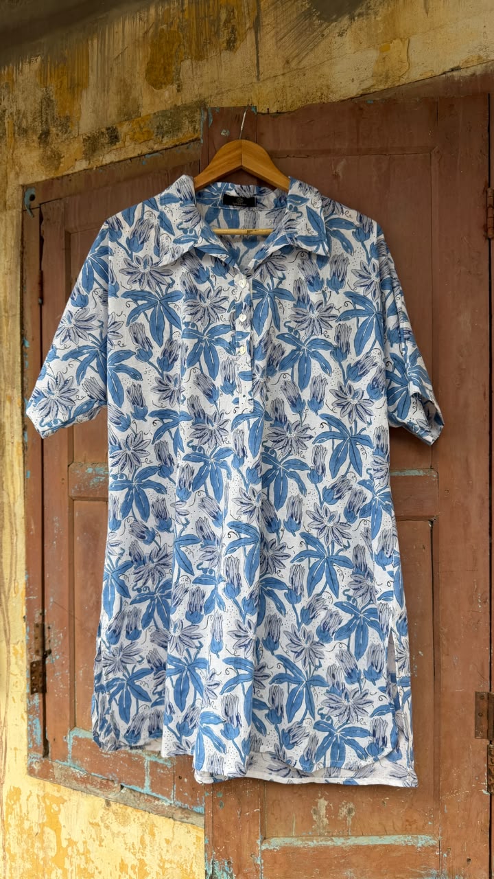 PRINTED COTTON SHIRT DRESS