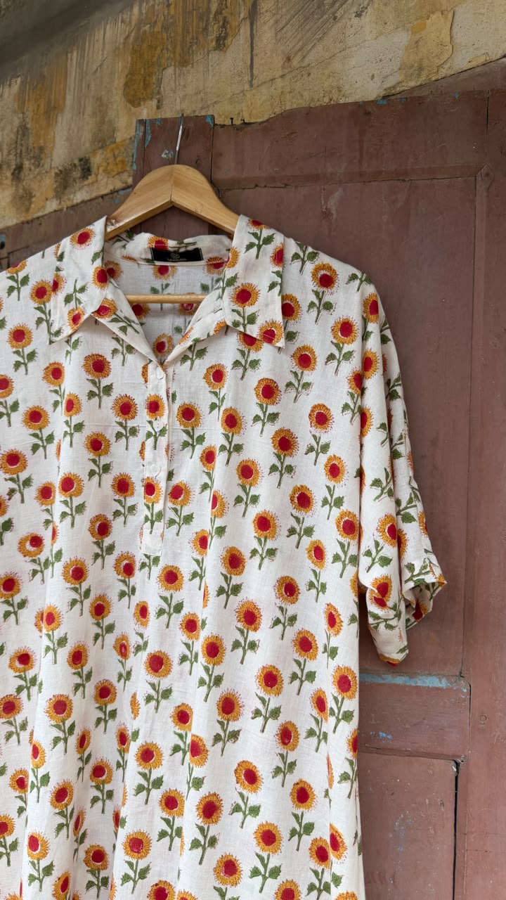 PRINTED COTTON SHIRT DRESS