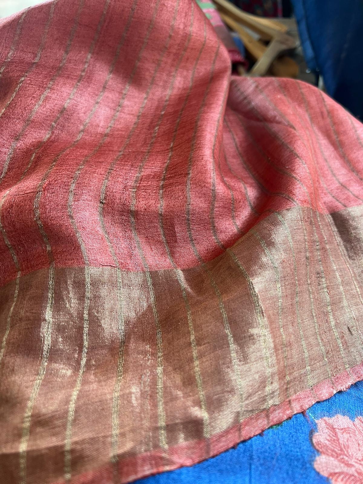 DESI PRINTED HANDLOOM TUSSAR SAREE