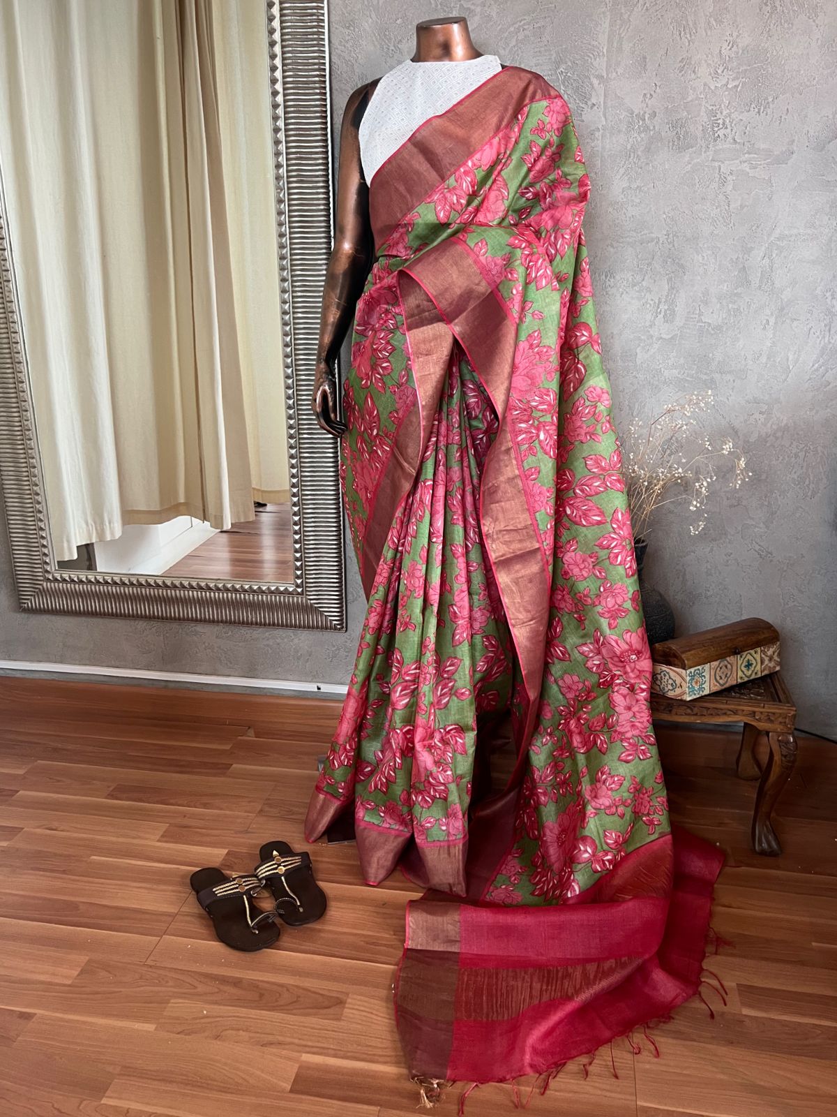 Desi printed tussar handloom saree