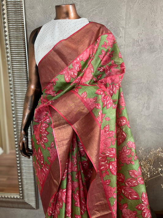 Desi printed tussar handloom saree