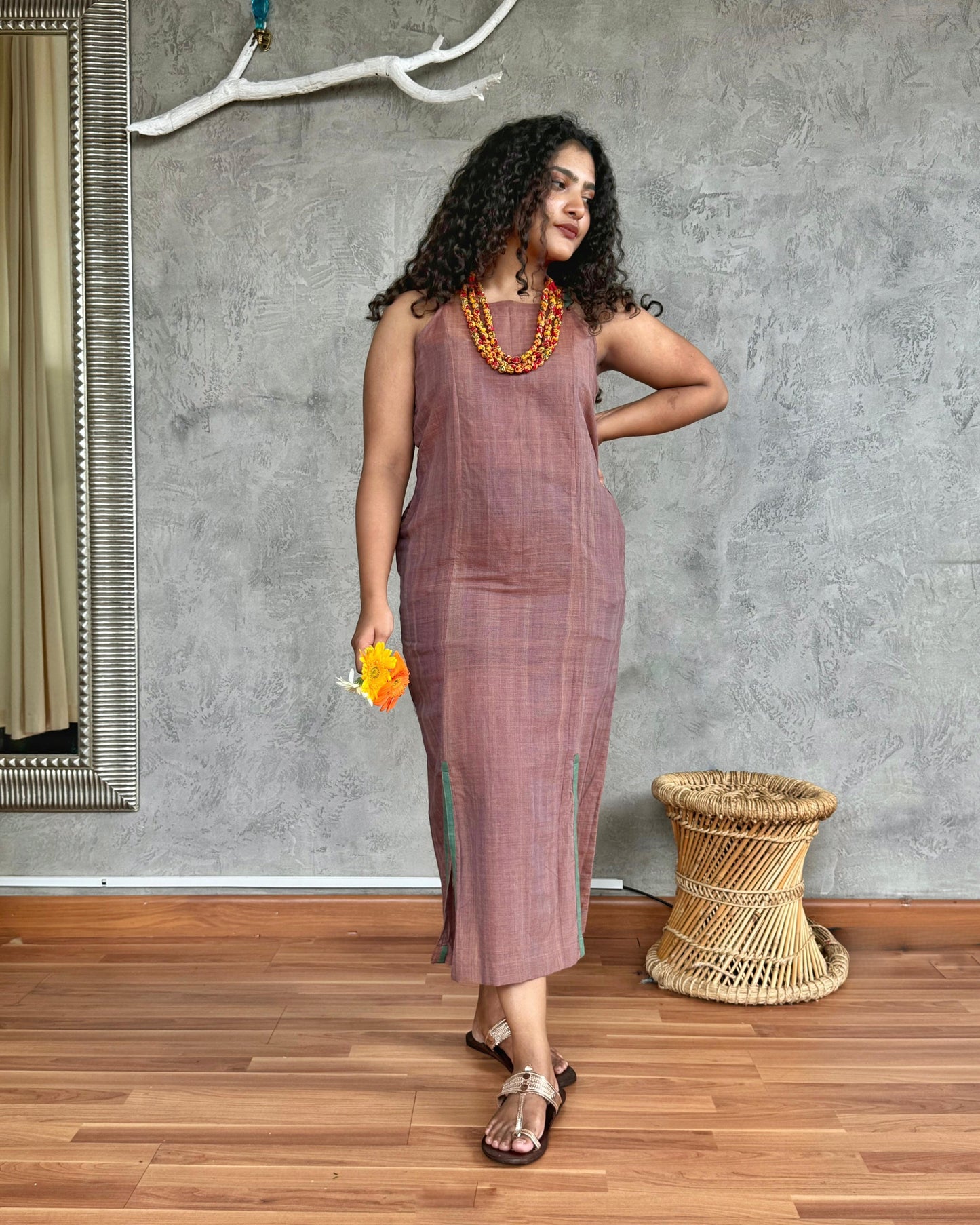 DOUBLE SHADE SLIP MUNDU DRESS