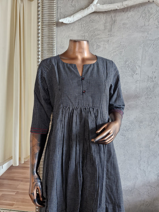 BLACK CHECK JAMDANI DRESS