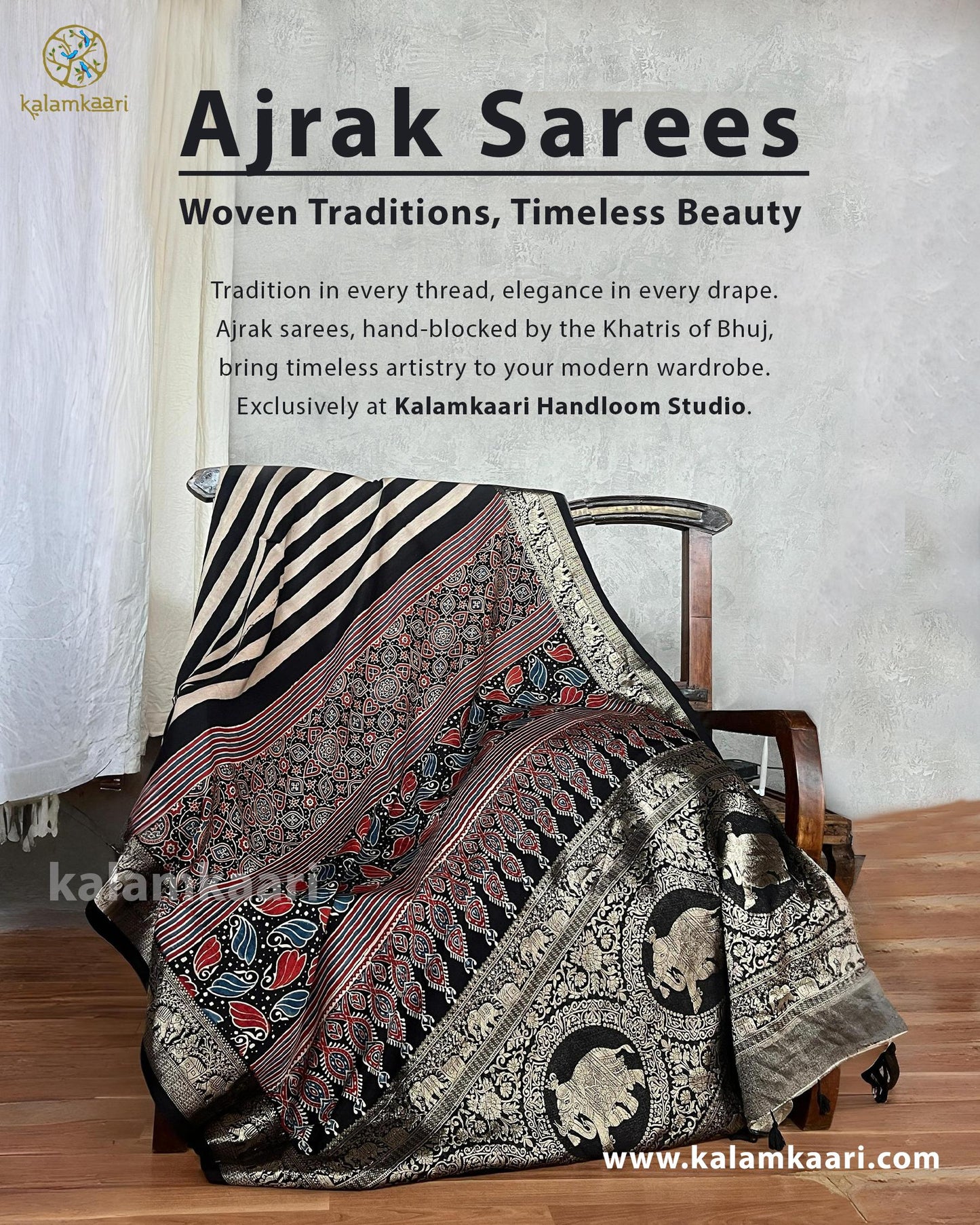 Ajrakh on dola silk