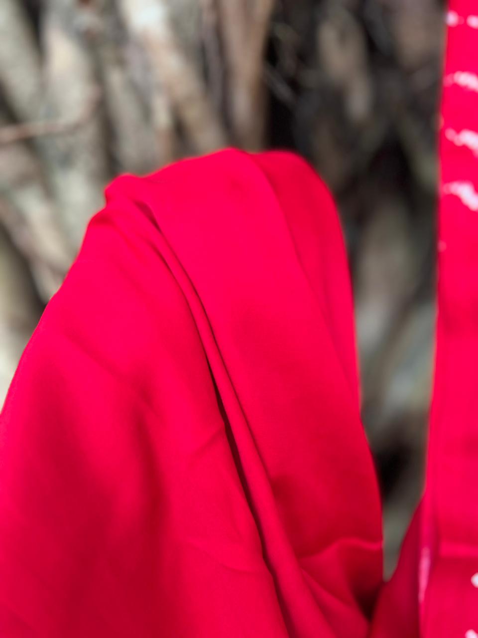 MODAL SILK BANDHUNI WITH NEEDLE SHIBORI RED SAREE