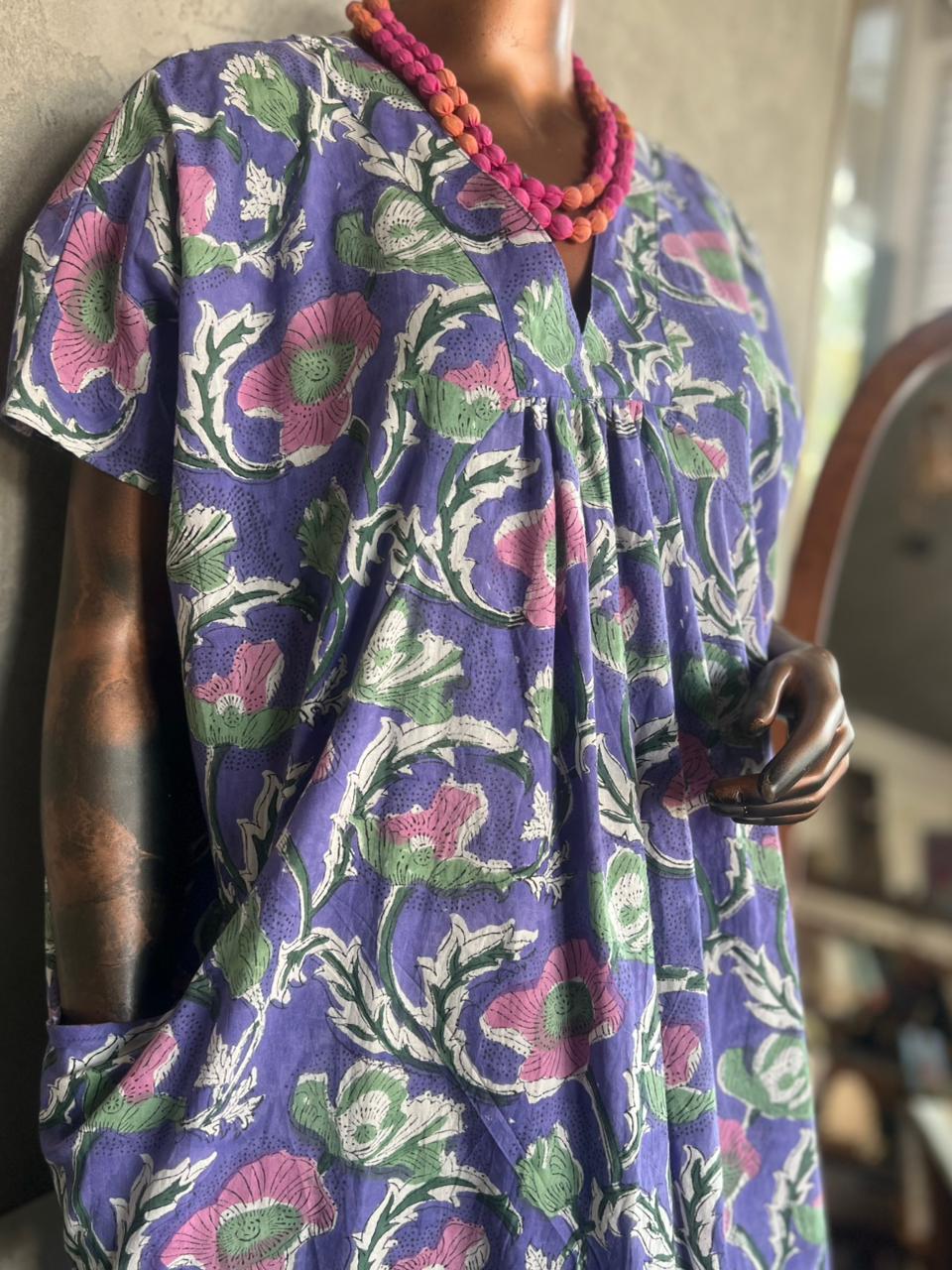 Handblockprinted cotton dress