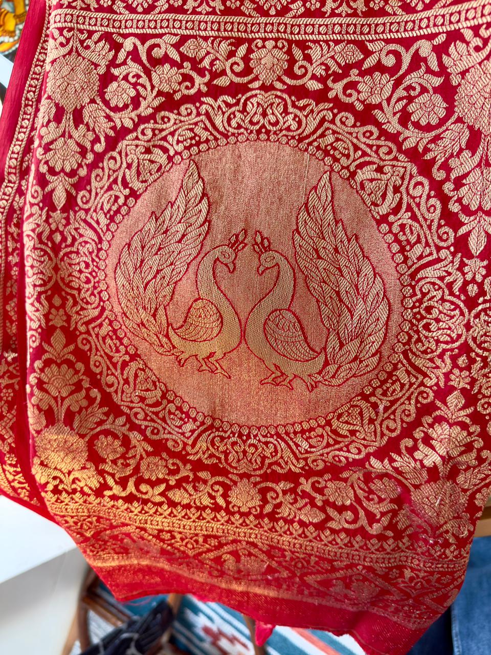 DOLA SILK HAND DYED SAREE_red