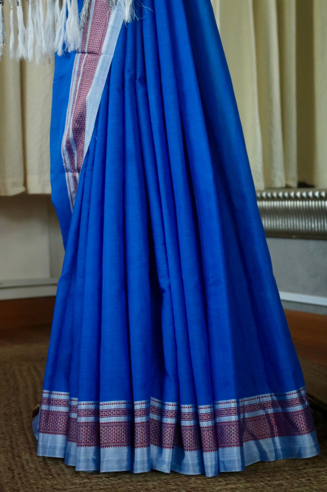 COTTON ILKAL WITH SILK PALLU SAREE_blue