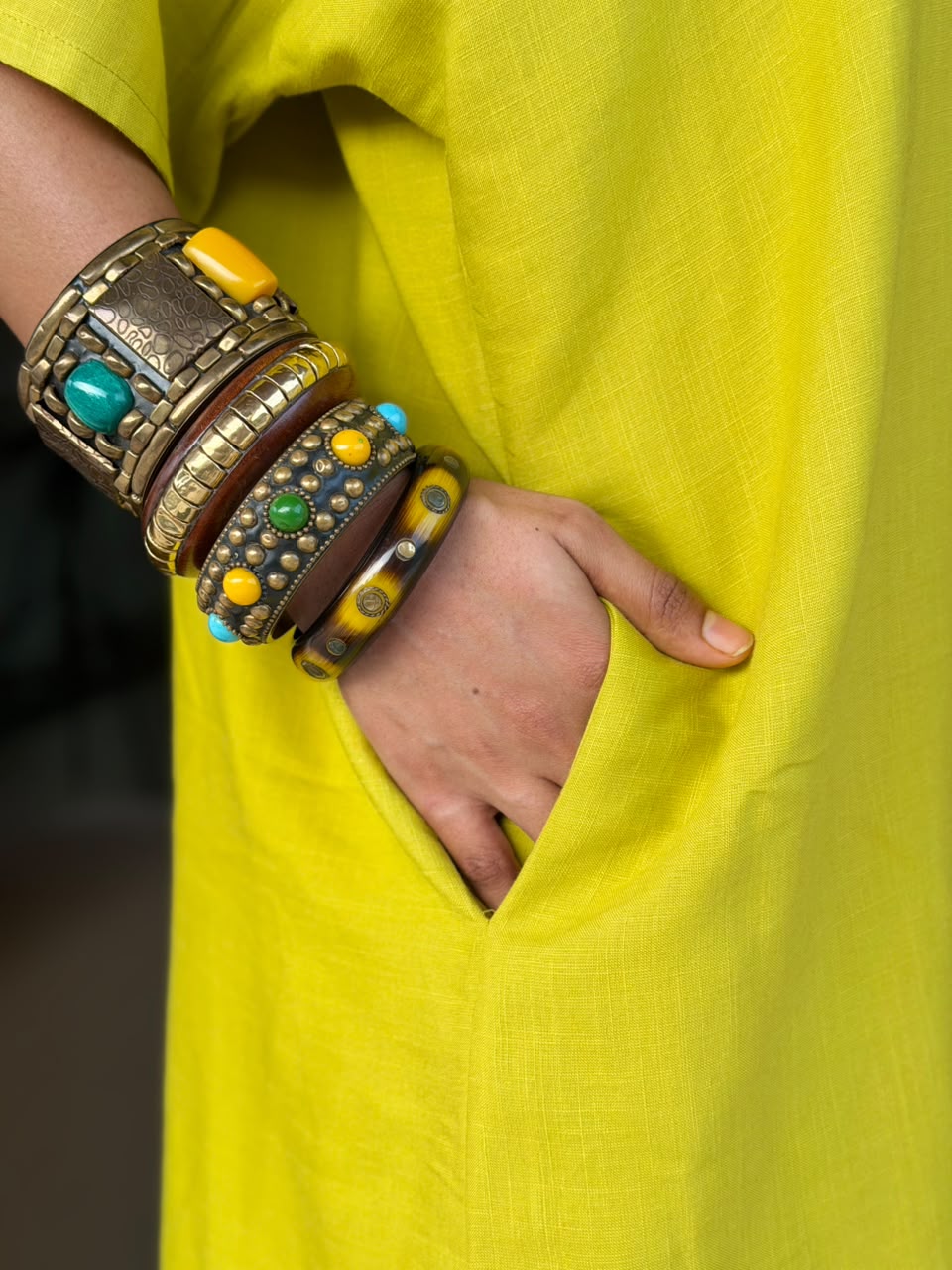 COTTON LINEN KAFTAN DRESS