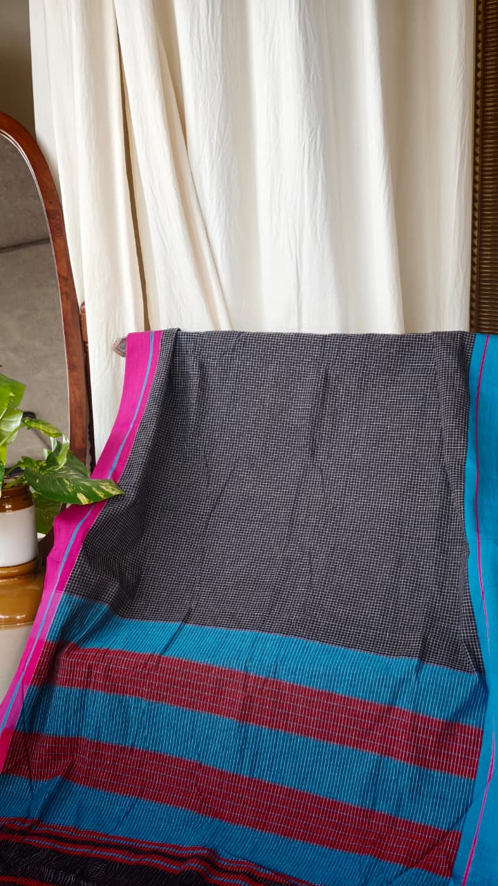 patteda anchu saree PINK BLUE