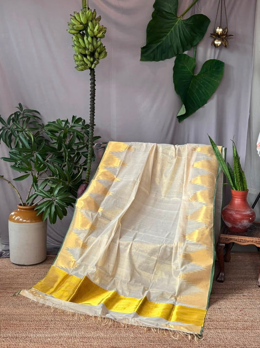 Temple tissue Kasavu Saree