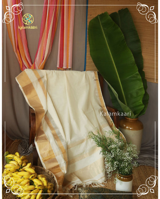 SILVER AND GOLD KASAVU SAREE