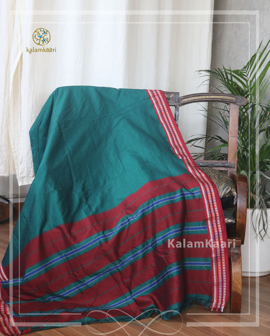 PLAIN GREEN COTTON SAREE