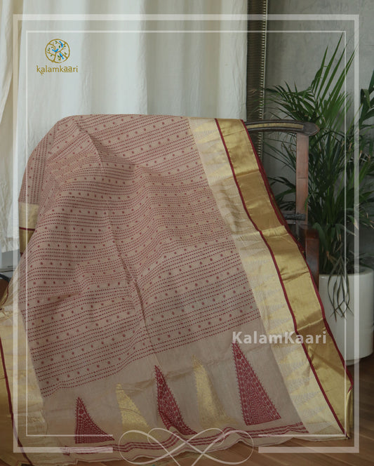 Offwhite cotton saree (RELOVE)